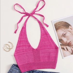 Tie back crop knit top